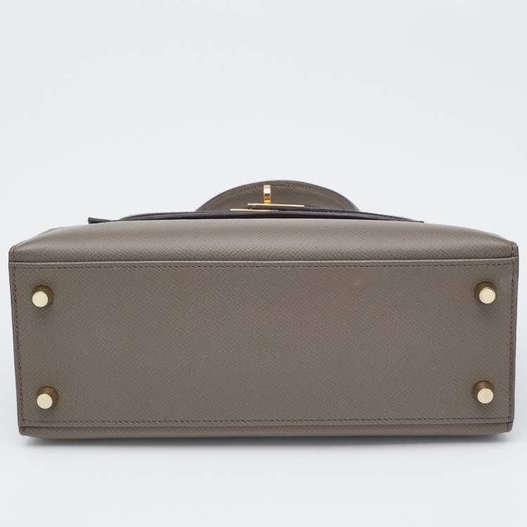 Pre Owned Hermes Etain Epsom Leather Gold Finish Kelly Sellier 25 Bag