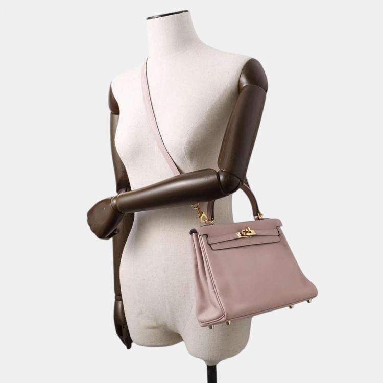 Pre Owned Hermes Glycine Swift Leather Kelly 25 Tote Bag