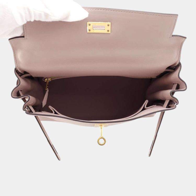 Pre Owned Hermes Glycine Swift Leather Kelly 25 Tote Bag