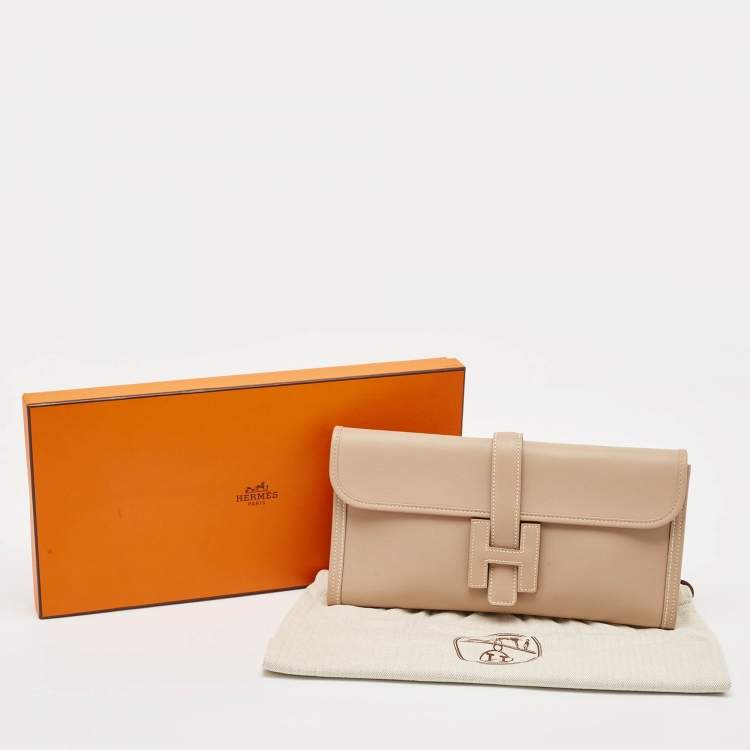 Pre Owned Hermes Argile Swift Leather Elan Jige 29 Clutch