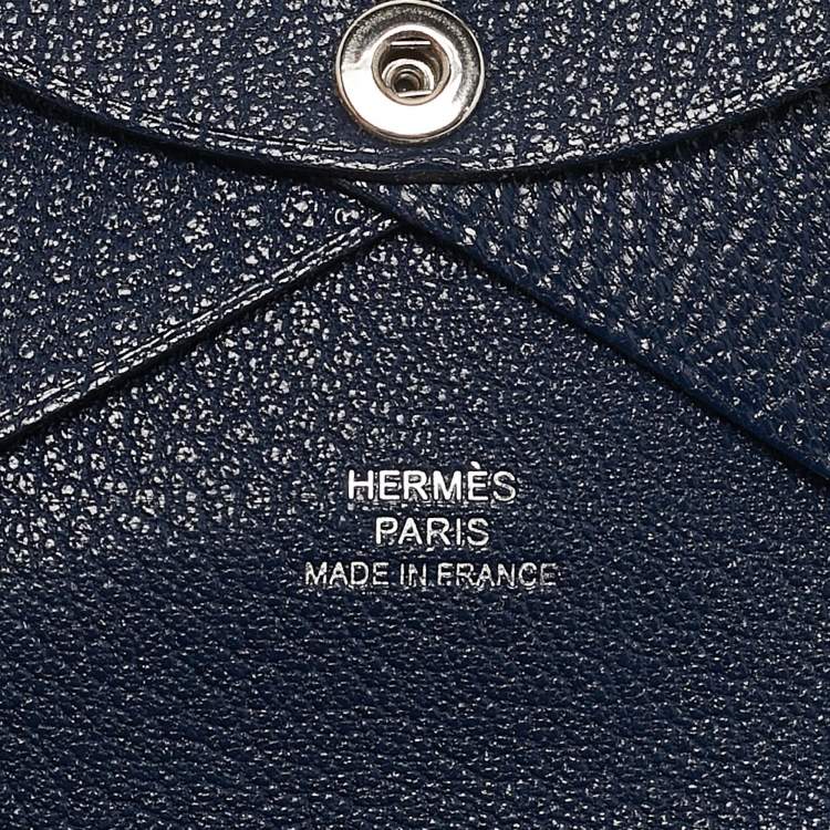 Pre Owned Hermès Bleu Encre Chevre Leather Calvi Duo Card Holder