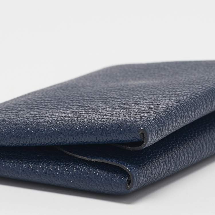 Pre Owned Hermès Bleu Encre Chevre Leather Calvi Duo Card Holder