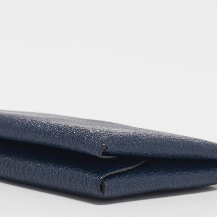 Pre Owned Hermès Bleu Encre Chevre Leather Calvi Duo Card Holder