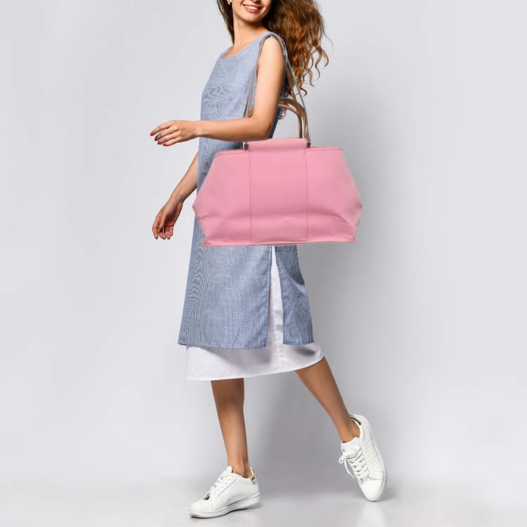 Pre Owned Hermes Rose Pink Canvas Cabag Elan Tote 
