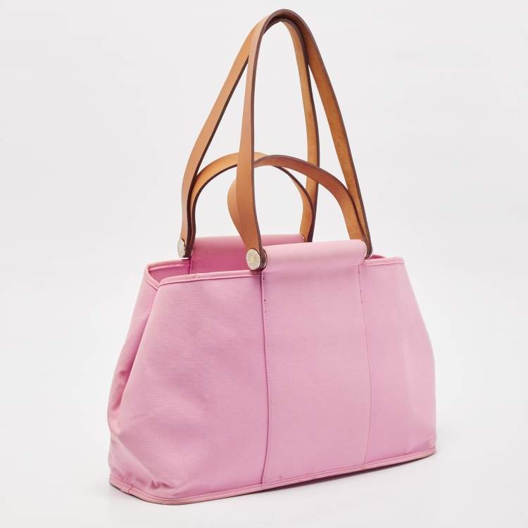 Pre Owned Hermes Rose Pink Canvas Cabag Elan Tote 