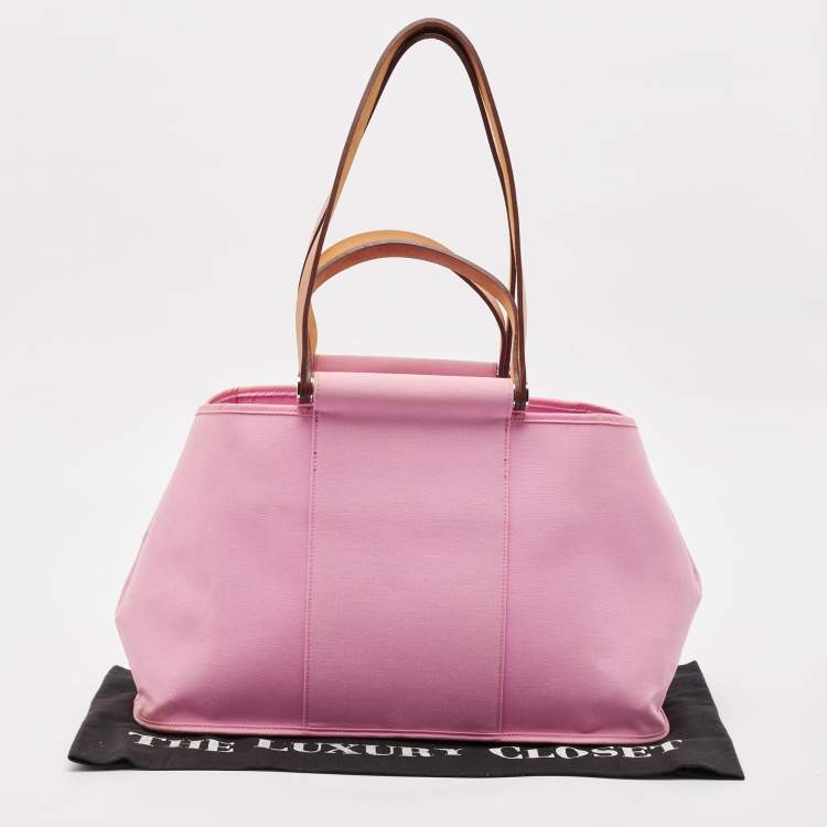 Pre Owned Hermes Rose Pink Canvas Cabag Elan Tote 