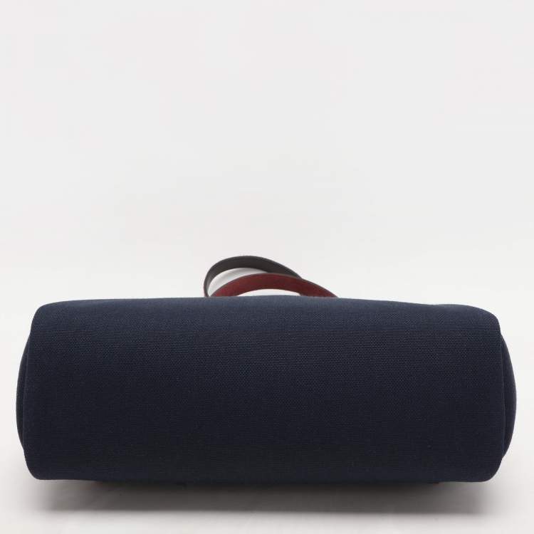 Pre Owned Hermès Navy Blue/Brown Toile Canvas and Leather Herbag Zip 31 Bag
