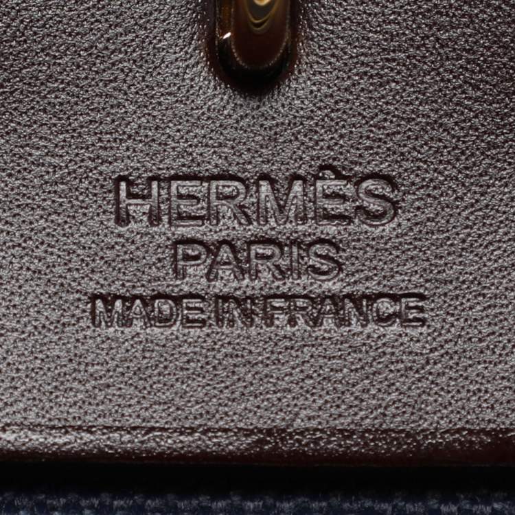 Pre Owned Hermès Navy Blue/Brown Toile Canvas and Leather Herbag Zip 31 Bag