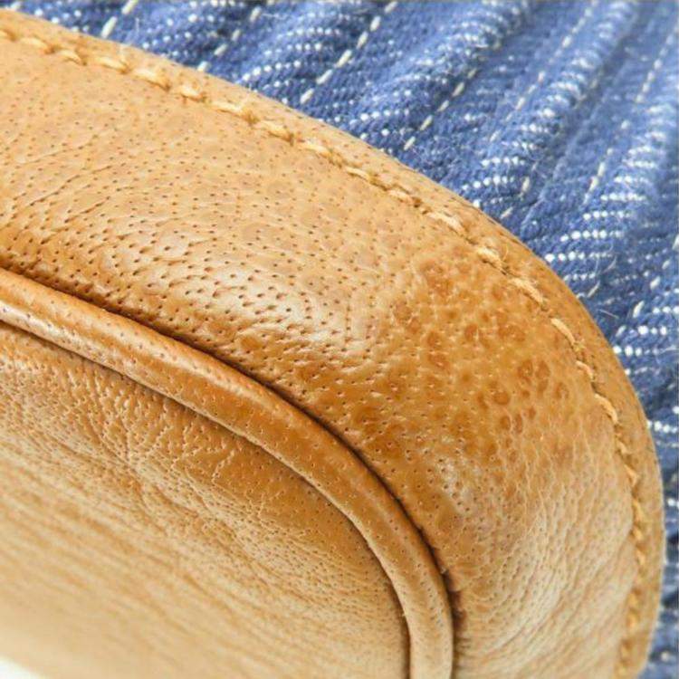 Pre Owned Hermes Tote Bag Garden 36 Denim Leather Pal Blue Indigo Indian Brown