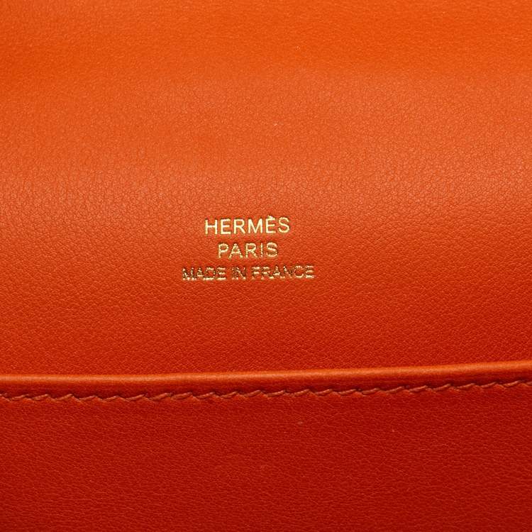 مملوكة مسبقًا Hermes Orange Swift Leather Gold Finish Kelly Pochette