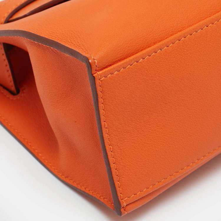 مملوكة مسبقًا Hermes Orange Swift Leather Gold Finish Kelly Pochette