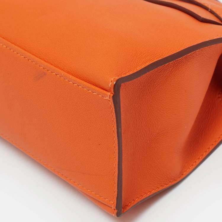 مملوكة مسبقًا Hermes Orange Swift Leather Gold Finish Kelly Pochette