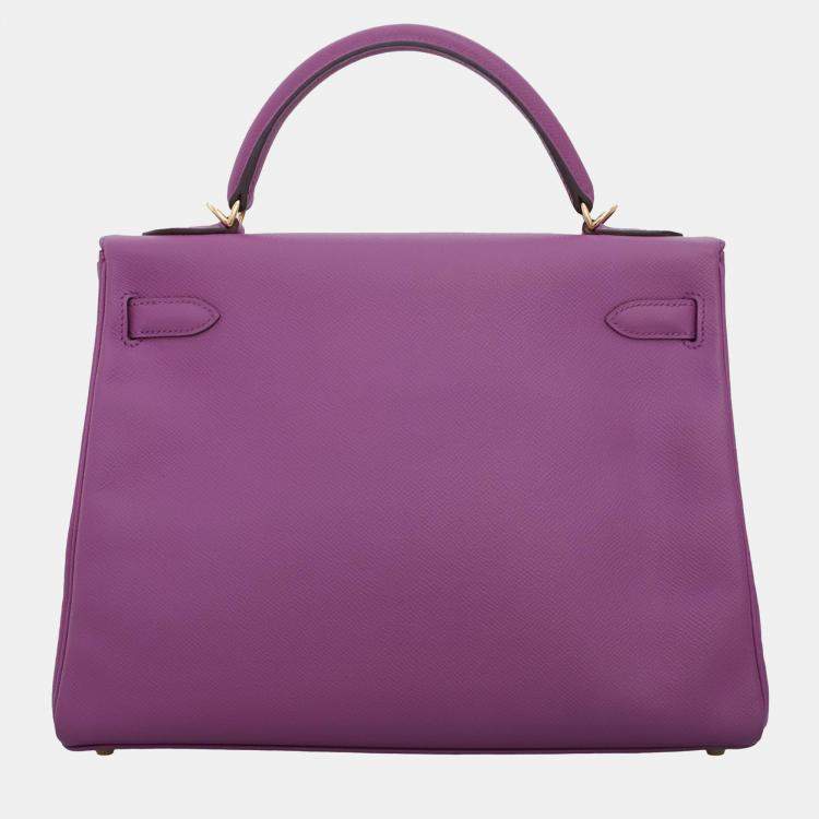 Pre Owned Hermes Anemone Epsom Leather Kelly 32 Tote Bag