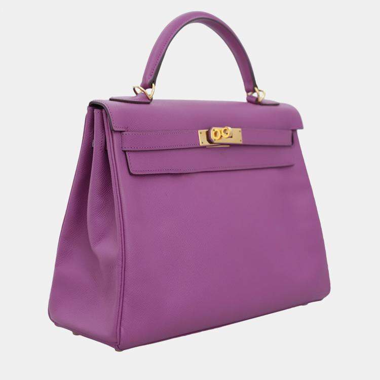 Pre Owned Hermes Anemone Epsom Leather Kelly 32 Tote Bag