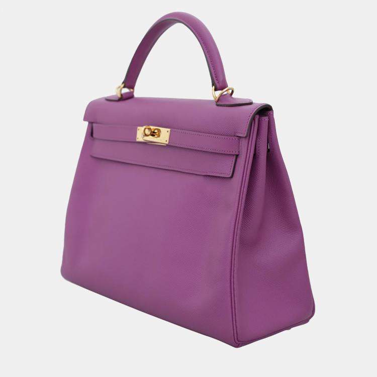 Pre Owned Hermes Anemone Epsom Leather Kelly 32 Tote Bag