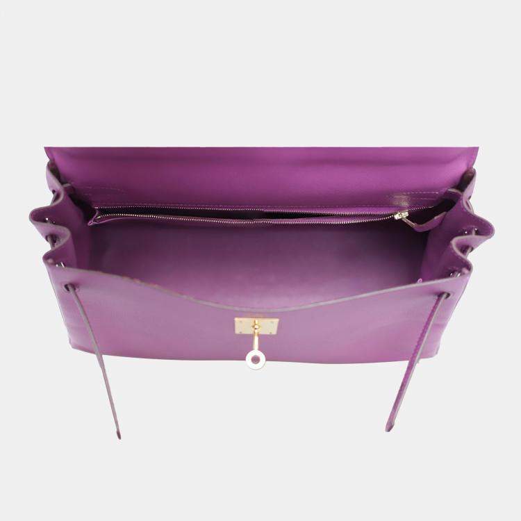 Pre Owned Hermes Anemone Epsom Leather Kelly 32 Tote Bag