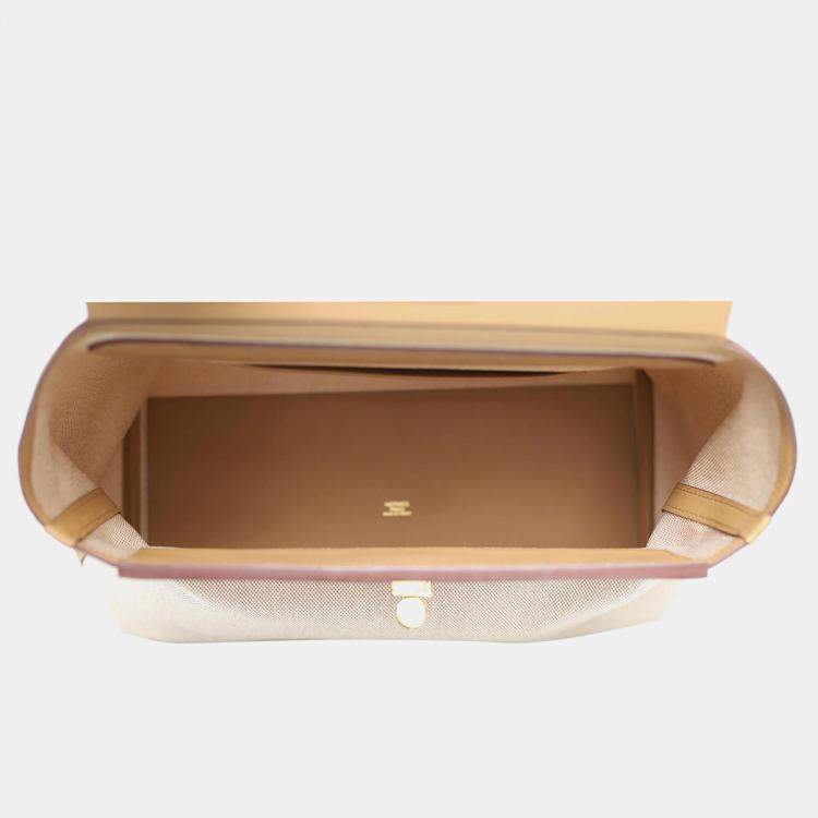Pre Owned Hermes Sesame Canvas, Swift Leather 24/24 35 Bag