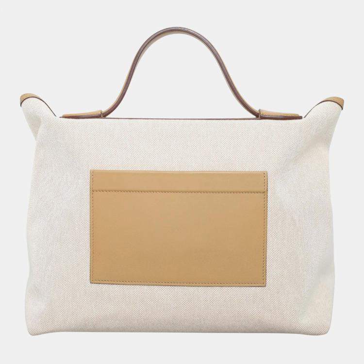Pre Owned Hermes Sesame Canvas, Swift Leather 24/24 35 Bag