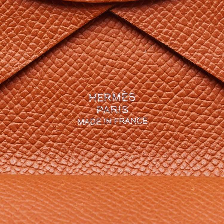 Pre Owned Hermès Terre Battue Epsom Leather Calvi Duo Card Holder