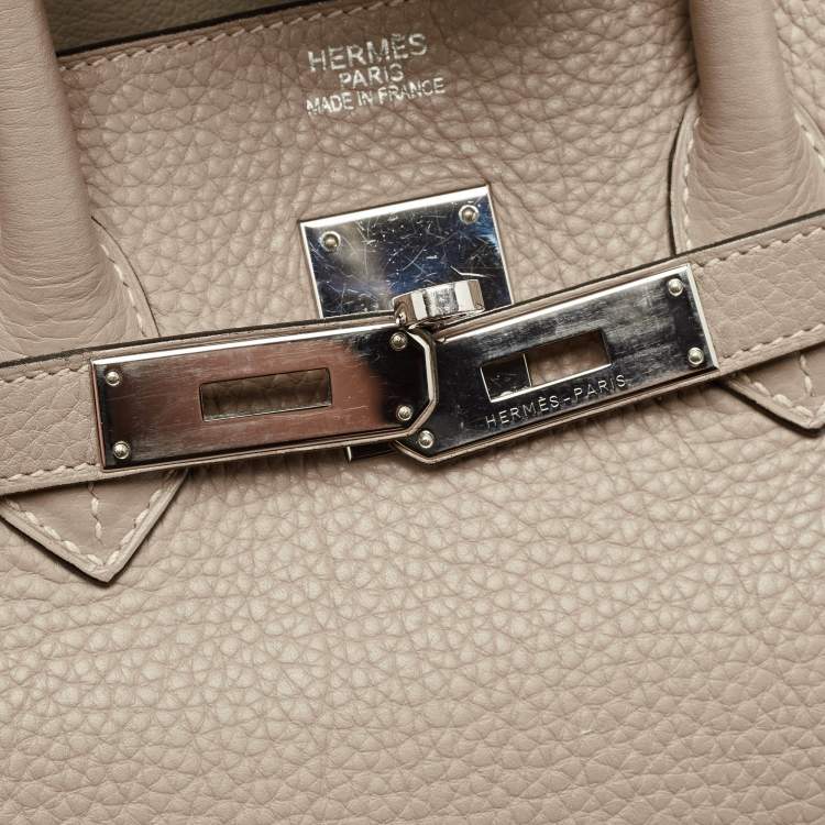 Pre Owned Hermes Gris Tourterelle Taurillon Clemence Leather Palladium Finish Birkin 35 Bag