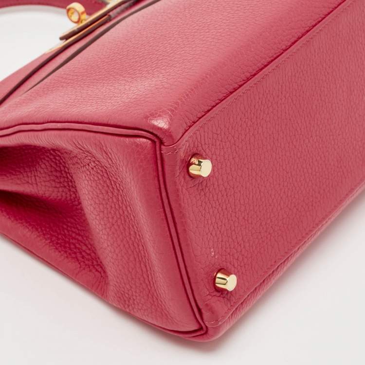 Pre Owned Hermes Rose Extreme Togo Leather Gold Finish Kelly Retourne 28 Bag
