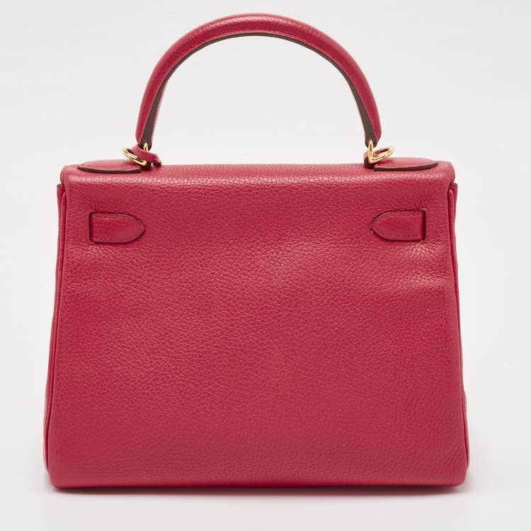 Pre Owned Hermes Rose Extreme Togo Leather Gold Finish Kelly Retourne 28 Bag