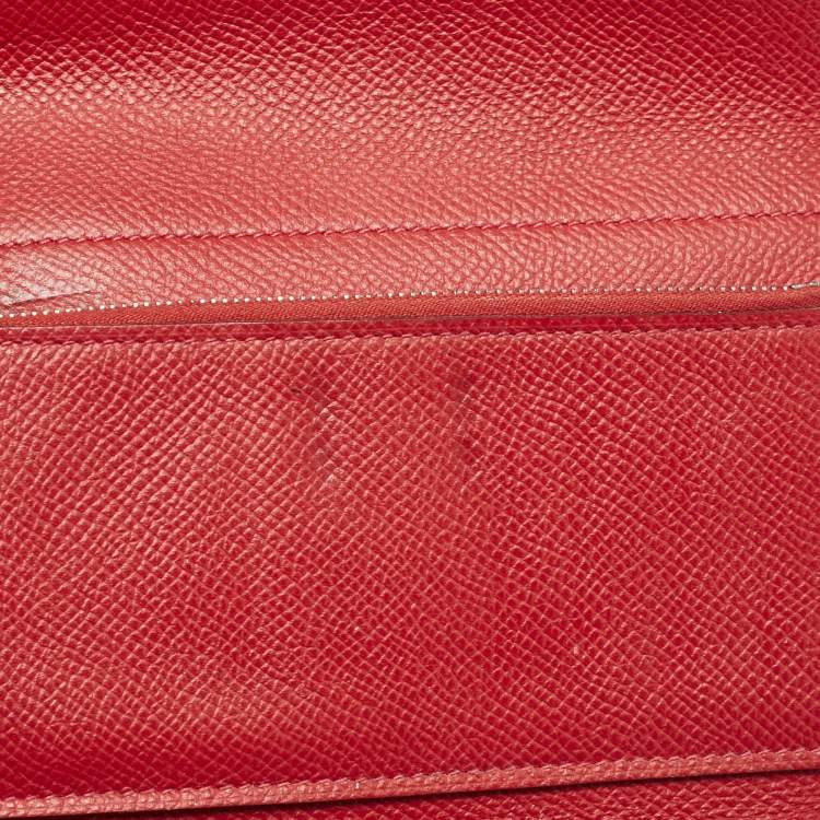 Pre Owned Hermes Rouge Casaque Epsom Leather Kelly Depliant Wallet