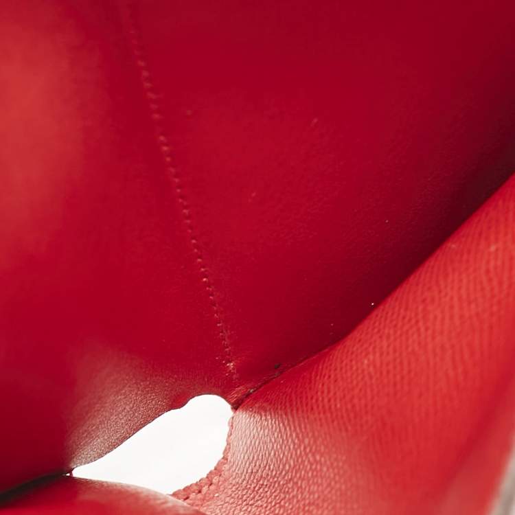 Pre Owned Hermes Rouge Casaque Epsom Leather Kelly Depliant Wallet