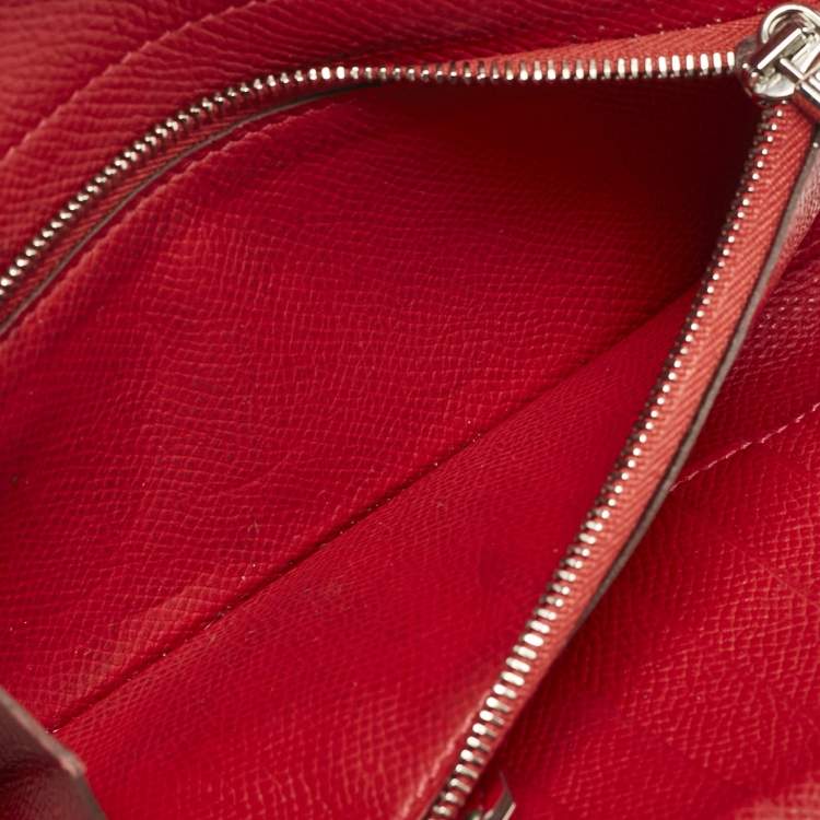 Pre Owned Hermes Rouge Casaque Epsom Leather Kelly Depliant Wallet