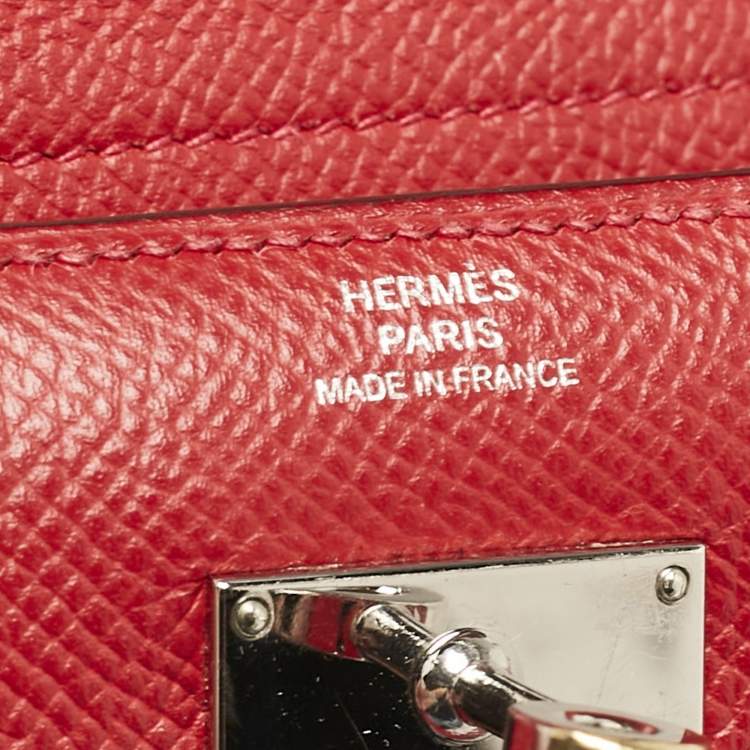Pre Owned Hermes Rouge Casaque Epsom Leather Kelly Depliant Wallet