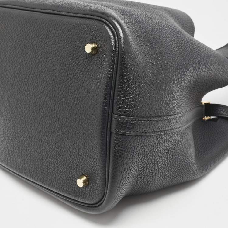 Pre Owned Hermes Noir Taurillon Clemence Leather Picotin Lock 22 Bag
