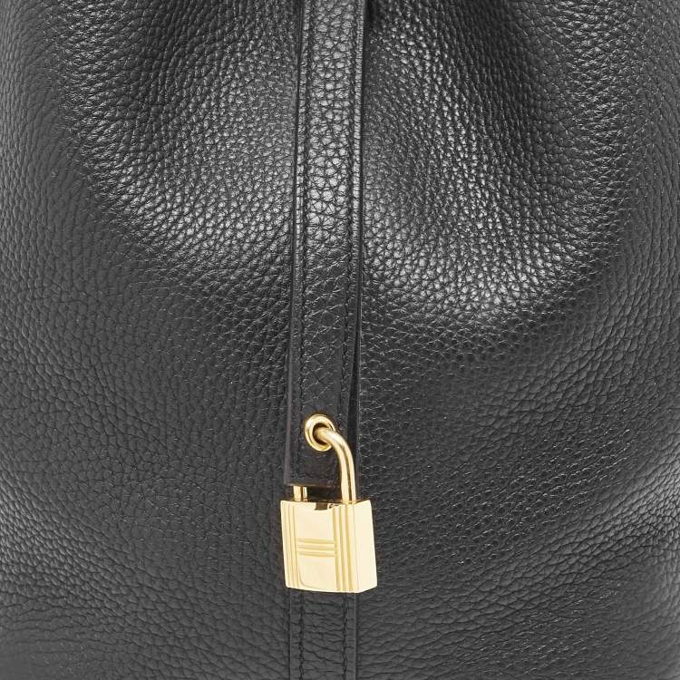 Pre Owned Hermes Noir Taurillon Clemence Leather Picotin Lock 22 Bag