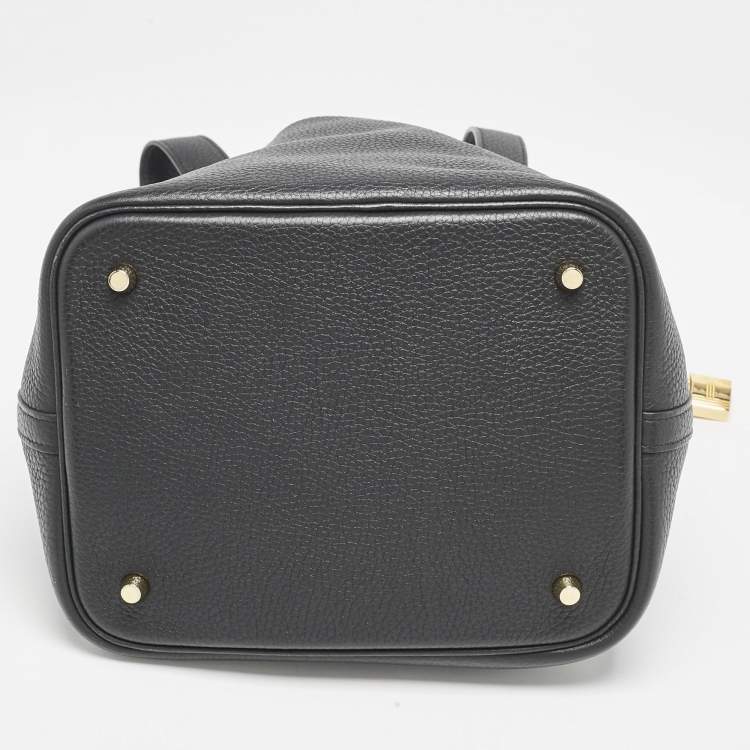 Pre Owned Hermes Noir Taurillon Clemence Leather Picotin Lock 22 Bag