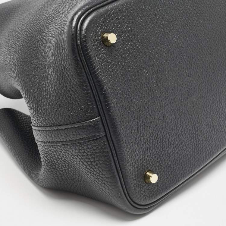 Pre Owned Hermes Noir Taurillon Clemence Leather Picotin Lock 22 Bag