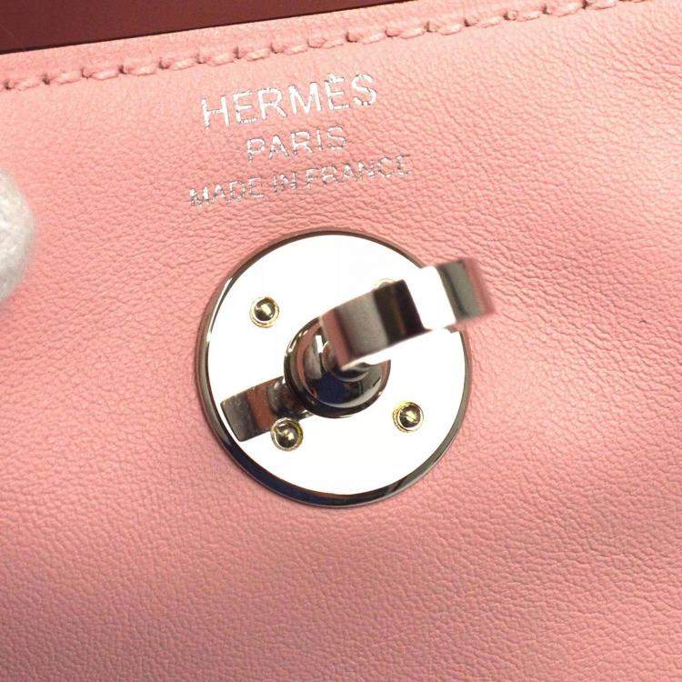 Pre Owned Hermes Rose Sakura Swift Leather Lindy Mini Shoulder Bag