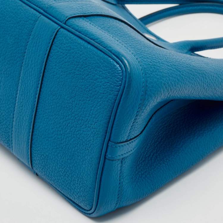 Pre Owned Hermes Bleu Zanzibar Negonda Leather Garden Party 30 Bag