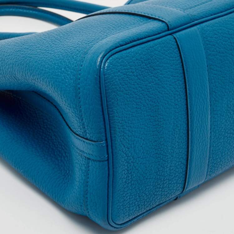 Pre Owned Hermes Bleu Zanzibar Negonda Leather Garden Party 30 Bag