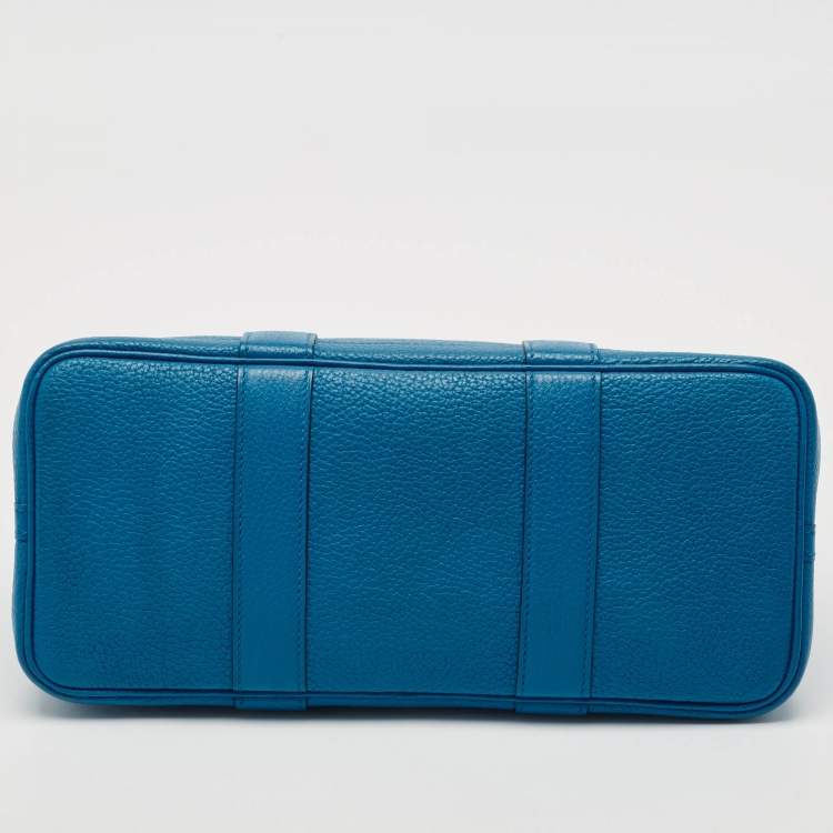 Pre Owned Hermes Bleu Zanzibar Negonda Leather Garden Party 30 Bag