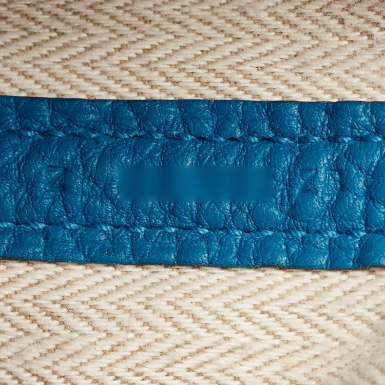 Pre Owned Hermes Bleu Zanzibar Negonda Leather Garden Party 30 Bag