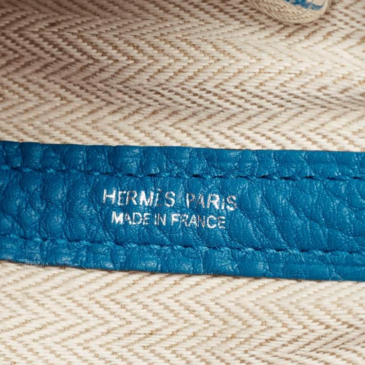 Pre Owned Hermes Bleu Zanzibar Negonda Leather Garden Party 30 Bag