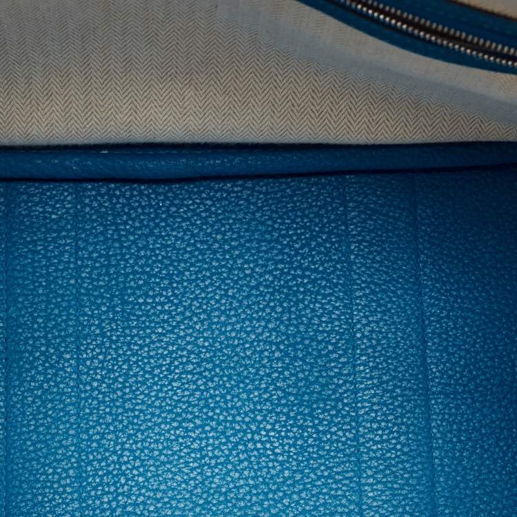 Pre Owned Hermes Bleu Zanzibar Negonda Leather Garden Party 30 Bag