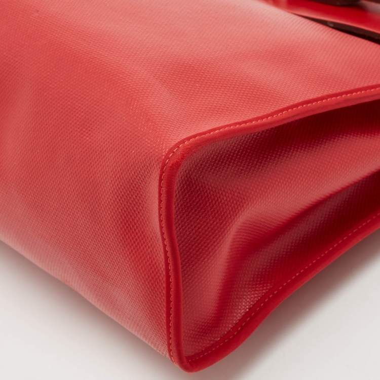 Pre Owned Hermes Rouge Piment/Ecru Toile H Berline and Vache Hunter Herbag Zip 31 Bag