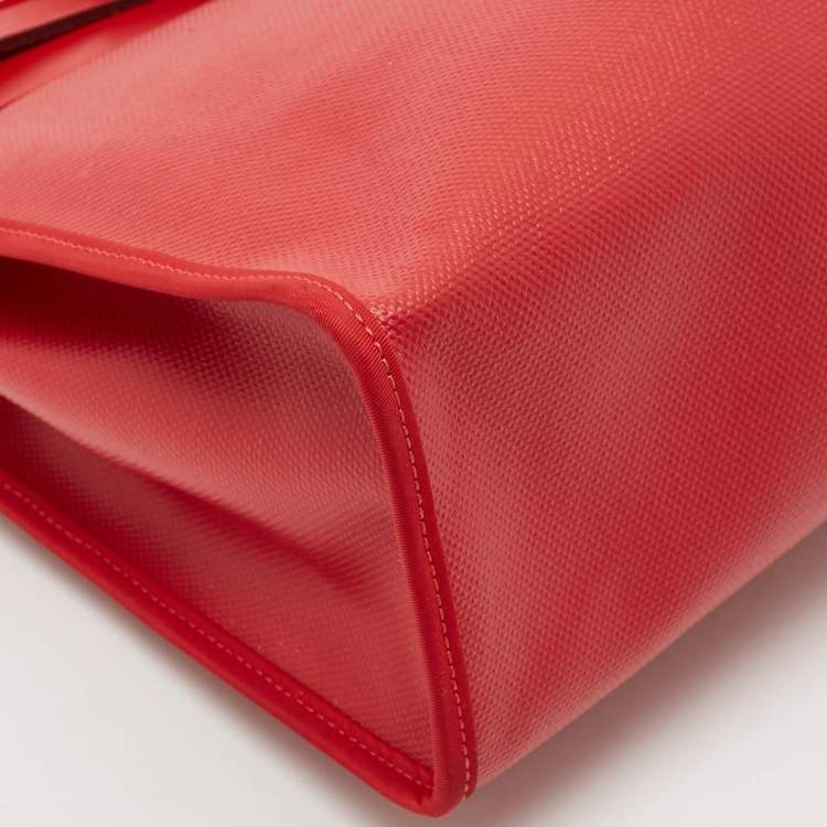 Pre Owned Hermes Rouge Piment/Ecru Toile H Berline and Vache Hunter Herbag Zip 31 Bag