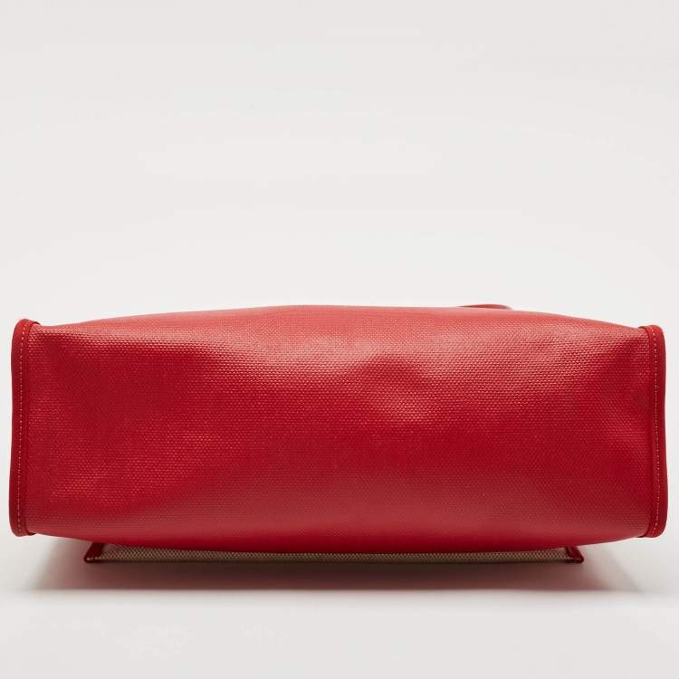 Pre Owned Hermes Rouge Piment/Ecru Toile H Berline and Vache Hunter Herbag Zip 31 Bag