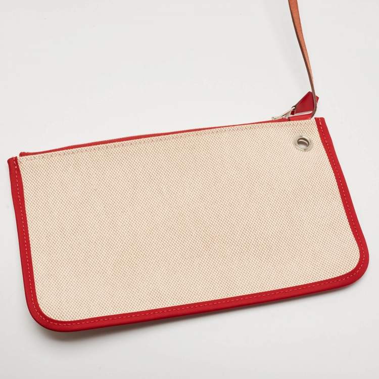 Pre Owned Hermes Rouge Piment/Ecru Toile H Berline and Vache Hunter Herbag Zip 31 Bag