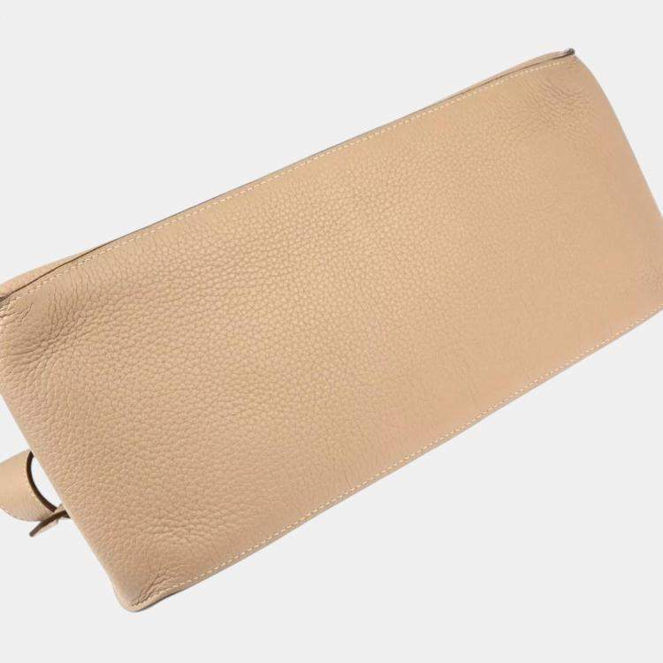 Pre Owned Hermes Argile Taurillon Clemence Jypsiere 34 Shoulder Bag