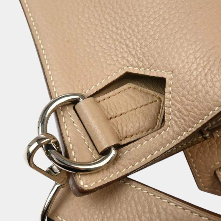 Pre Owned Hermes Argile Taurillon Clemence Jypsiere 34 Shoulder Bag