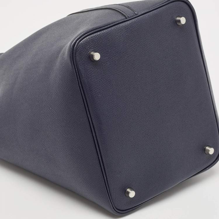 Pre Owned Hermes Bleu Indigo/Noir/Terre Battue Epsom Leather Picotin Lock Tressage 22 Bag