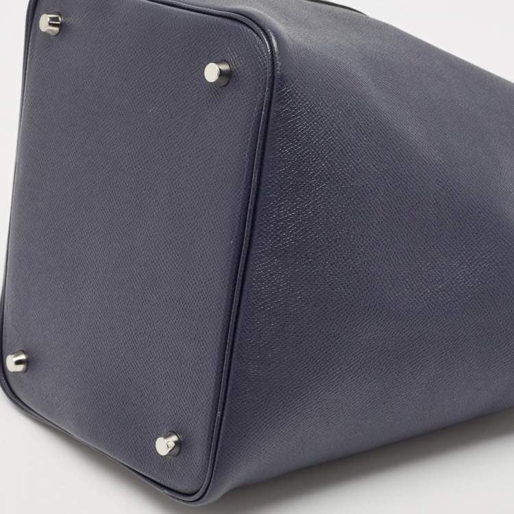 Pre Owned Hermes Bleu Indigo/Noir/Terre Battue Epsom Leather Picotin Lock Tressage 22 Bag