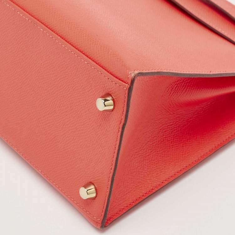 Pre Owned Hermes Rose Jaipur Epsom Leather Gold Finish Kelly Sellier 28 Bag